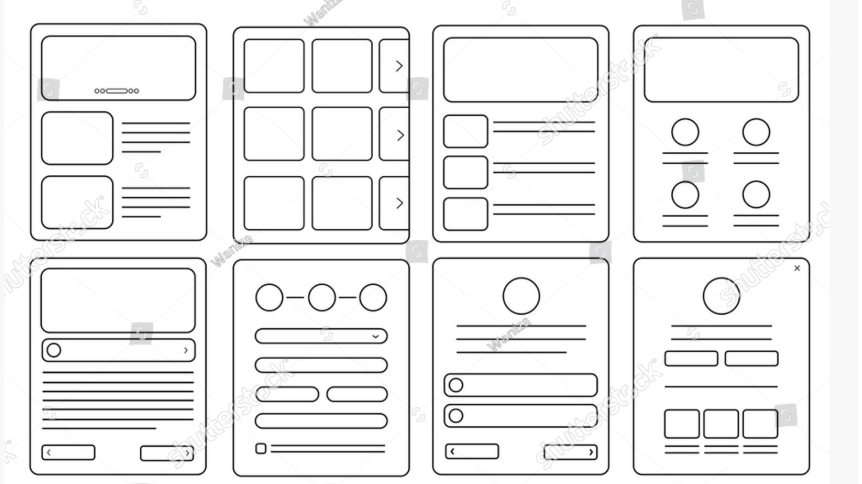 Website wireframe layout sketch